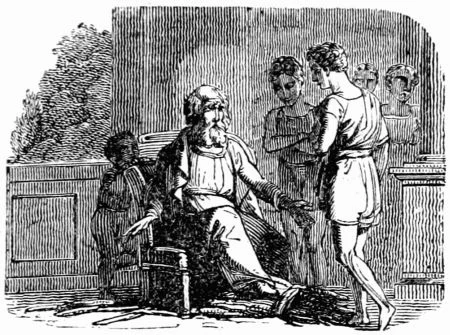An old man’s sons try to break a tightly bound bundle of sticks.
