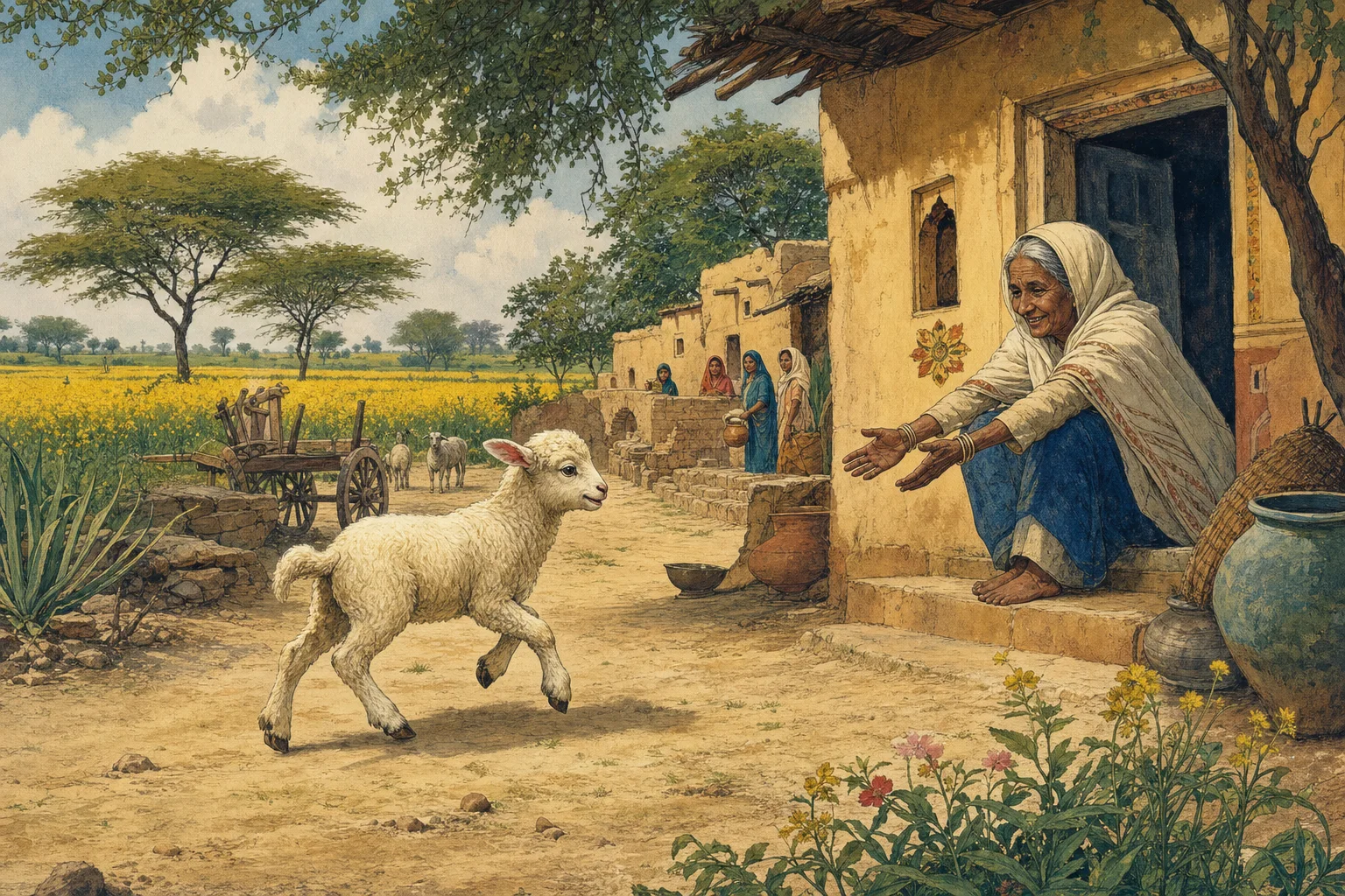 Lambikin trots along a Punjab path toward Granny’s house.